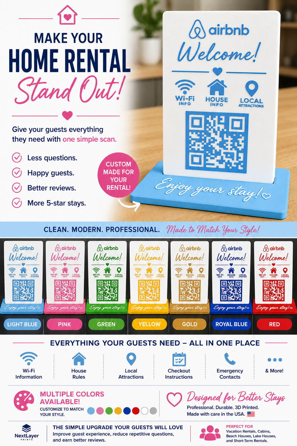 Custom Vacation Rental QR Sign